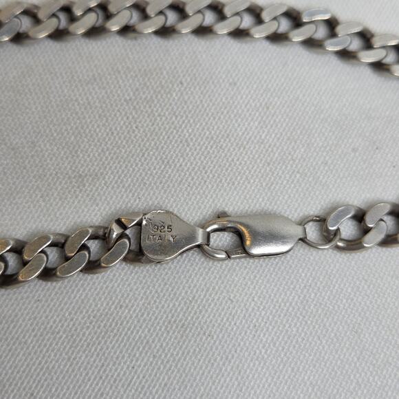 Sterling Silver Curb Chain Bracelet Italy .925 7.5" - Picture 4 of 11